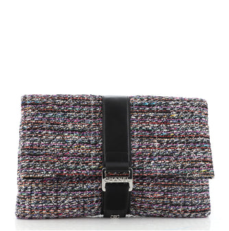 Chanel Grip Clutch Quilted Tweed