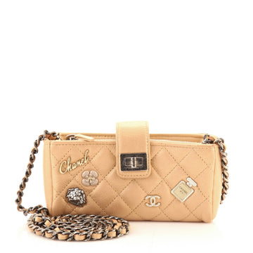 Chanel Lucky Charms Reissue Chain Phone Holder Crossbody Bag Quilted Aged Calfskin Mini