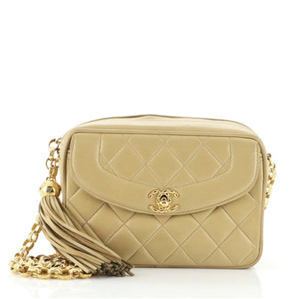 Chanel Vintage Camera Tassel Bag Quilted Leather Large