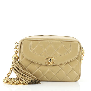 Chanel Vintage Camera Tassel Bag Quilted Leather Large