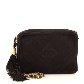 Chanel Vintage Diamond CC Camera Bag Quilted Suede Medium