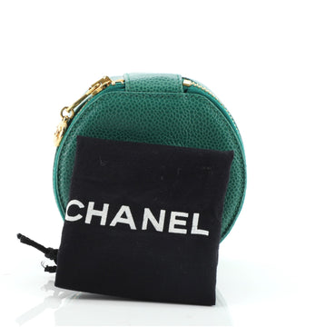 Chanel Vintage Timeless Round Jewelry Case Caviar Mini