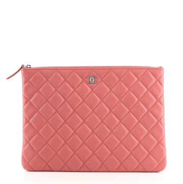Chanel O Case Clutch Quilted Caviar Medium
