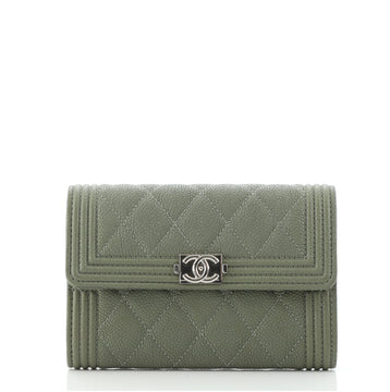 Chanel Boy Flap Wallet Quilted Caviar Small