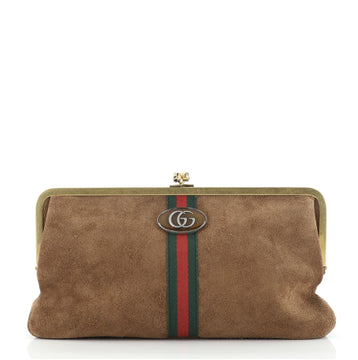 Gucci Ophidia Kisslock Frame Clutch Suede Medium