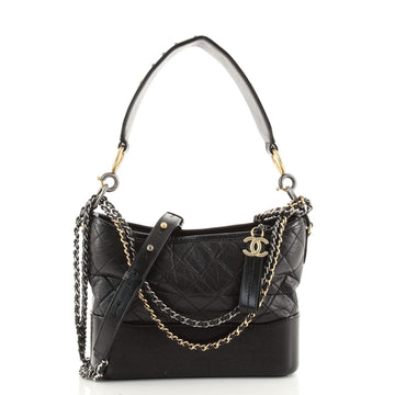 Chanel Gabrielle Hobo with Logo Handle Quilted Aged Calfskin Small