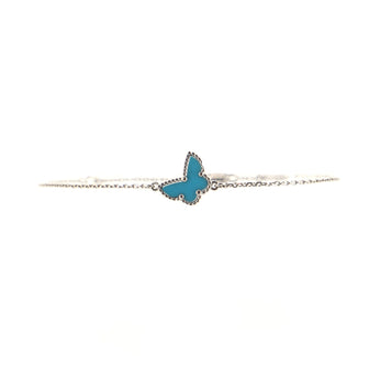 Van Cleef & Arpels Sweet Alhambra Butterfly Bracelet 18K White Gold and Turquoise