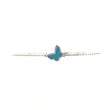 Van Cleef & Arpels Sweet Alhambra Butterfly Bracelet 18K White Gold and Turquoise