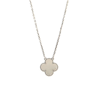 Van Cleef & Arpels Vintage Alhambra Pendant Necklace 18K White Gold and Mother of Pearl