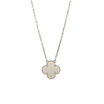 Van Cleef & Arpels Vintage Alhambra Pendant Necklace 18K White Gold and Mother of Pearl