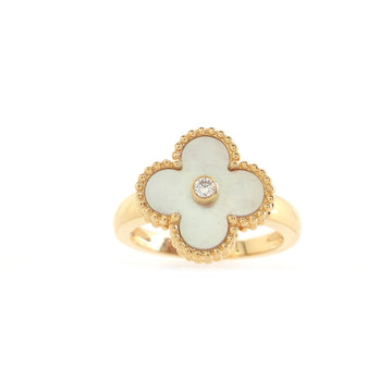 Van Cleef & Arpels Vintage Alhambra Ring 18K Yellow Gold with Mother of Pearl and Diamond