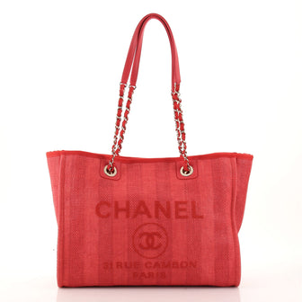 Chanel Deauville Tote Striped Raffia Small