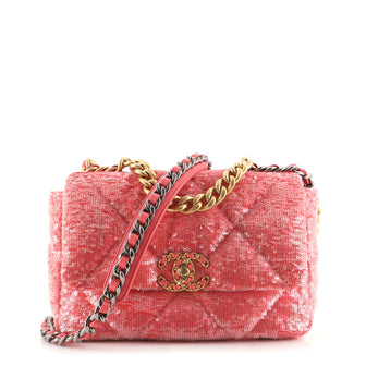 CHANEL Lambskin Quilted Medium Chanel 19 Flap Light Pink 712774