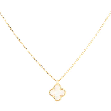 Van Cleef & Arpels Sweet Alhambra Pendant Necklace 18K Yellow Gold and Mother of Pearl