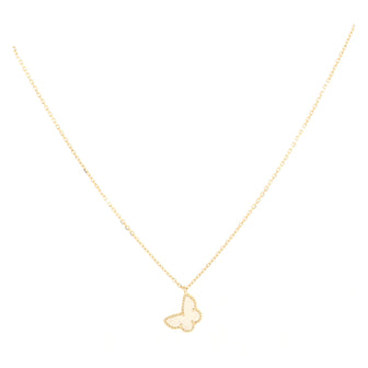 Van Cleef & Arpels Sweet Alhambra Butterfly Pendant Necklace 18K Yellow Gold and Mother of Pearl