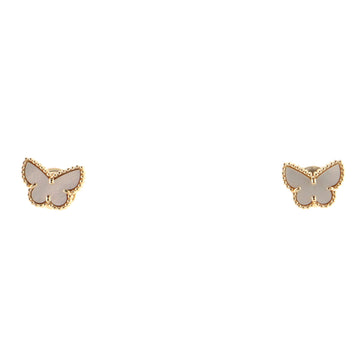 Van Cleef & Arpels Sweet Alhambra Butterfly Stud Earrings 18K Yellow Gold and Mother of Pearl