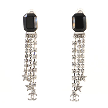 Chanel CC Star Fringe Clip-On Earrings Metal with Crystals and Rhinestones