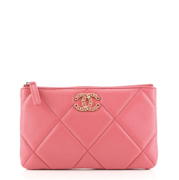 Chanel 19 O Case Pouch Quilted Goatskin Small