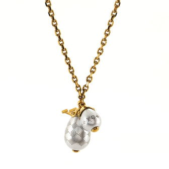 Louis Vuitton Damier Perle Pendant Necklace Faux Pearls and Metal
