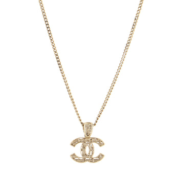 Chanel CC Tweed Effect Pendant Necklace Metal