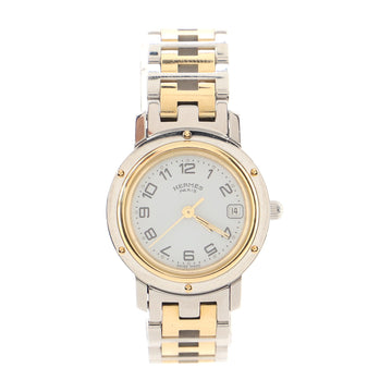 Hermes Clipper Quartz Watch Stainless Steel and Plated Metal 24