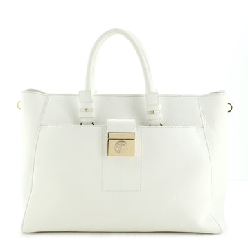 Versace Convertible Front Pocket Zip Tote Leather Large