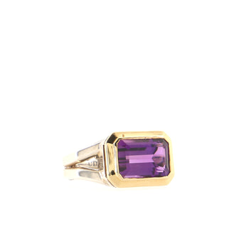 David Yurman Novella Statement Ring Sterling Silver and 18K Yellow Gold with Amethyst