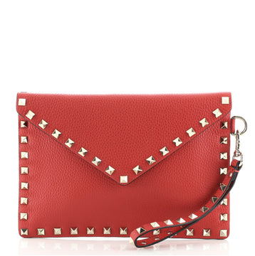 Valentino Rockstud Envelope Wristlet Clutch Leather Small