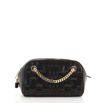 Burberry Double Cube Chain Bag Woven Leather Small
