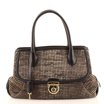 Salvatore Ferragamo Fiamma Tote Perforated Embossed Calfskin East West