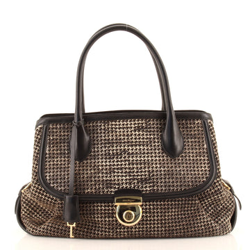 Salvatore Ferragamo Fiamma Tote Perforated Embossed Calfskin East West