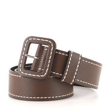 Prada Contrast Stitch Buckle Belt Leather Wide