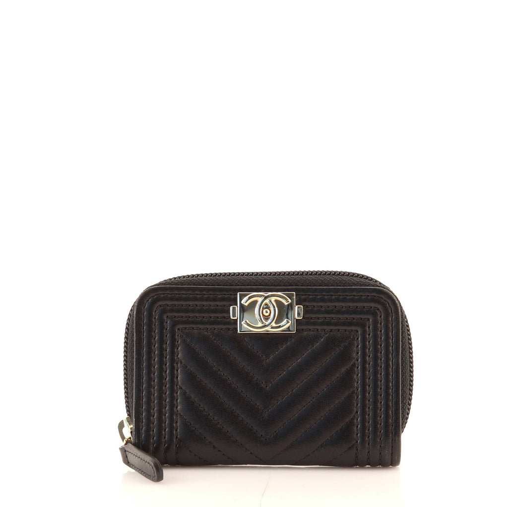 Chanel® chevron caviar zippy coin purse in bright green - www