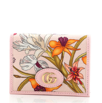 Gucci GG Marmont Flap Card Case Flora Canvas