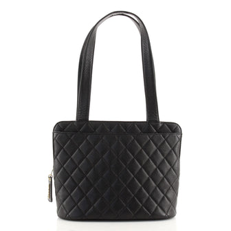 Chanel Vintage Zip Chain Shoulder Bag Quilted Caviar Medium