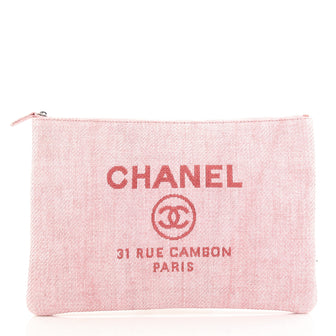 Chanel Deauville Pouch Raffia Large