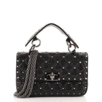 Valentino Rockstud Spike Flap Bag Quilted Leather Small