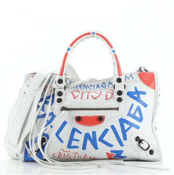 Balenciaga City Graffiti Classic Studs Bag Leather Small