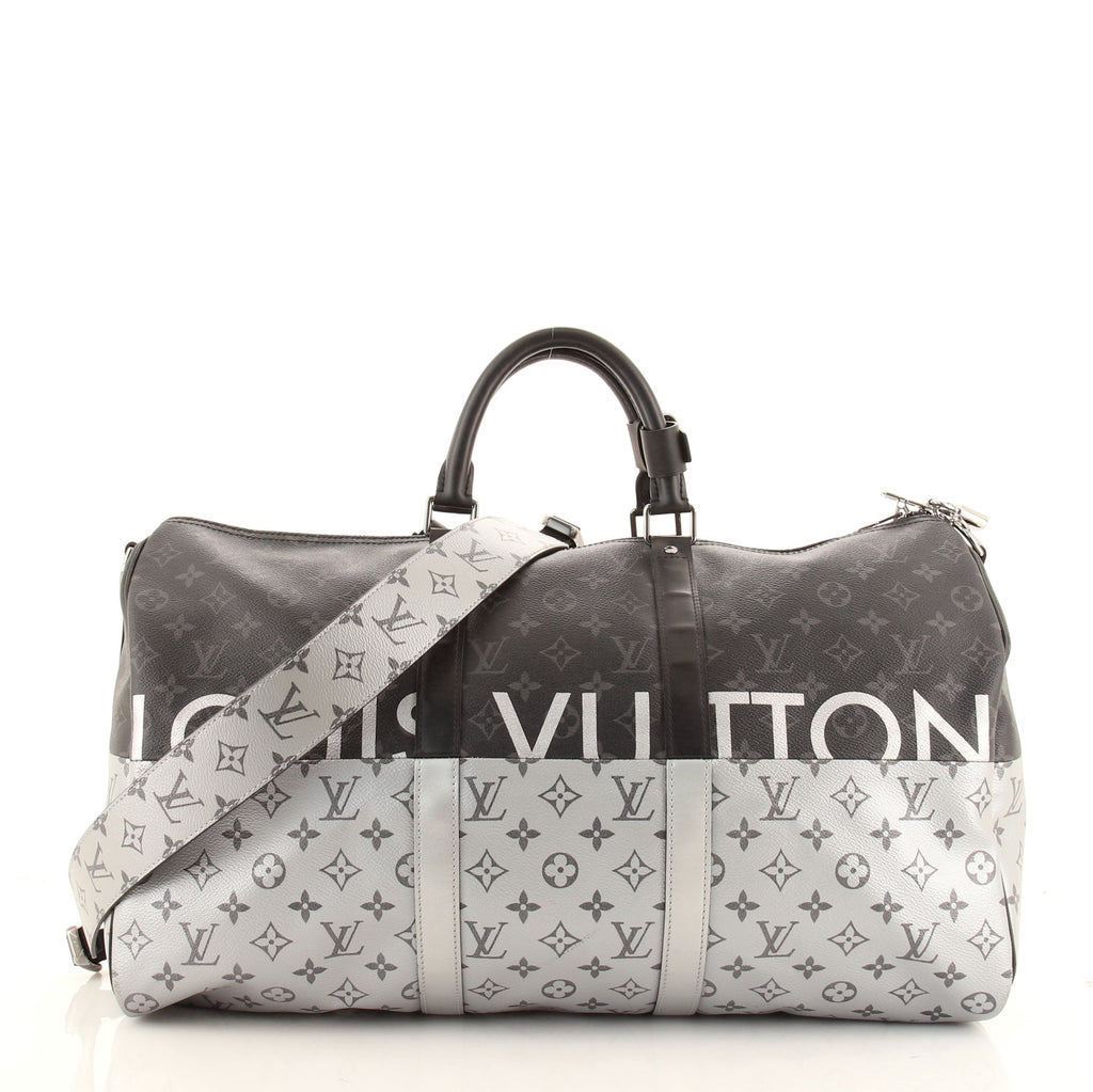 Louis Vuitton Keepall Bandouliere Bag Monogram Eclipse Split Canvas 50  Black 8455912