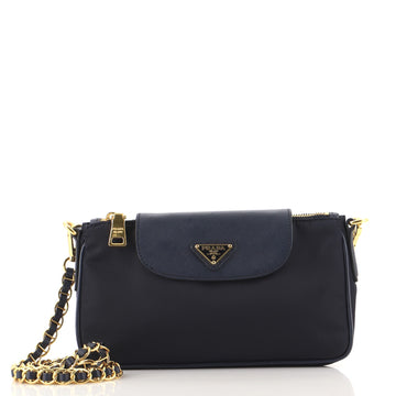 Prada Chain Crossbody Bag Tessuto and Saffiano Leather Small