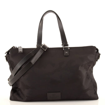 Valentino Convertible Zip Briefcase Camo Nylon Large