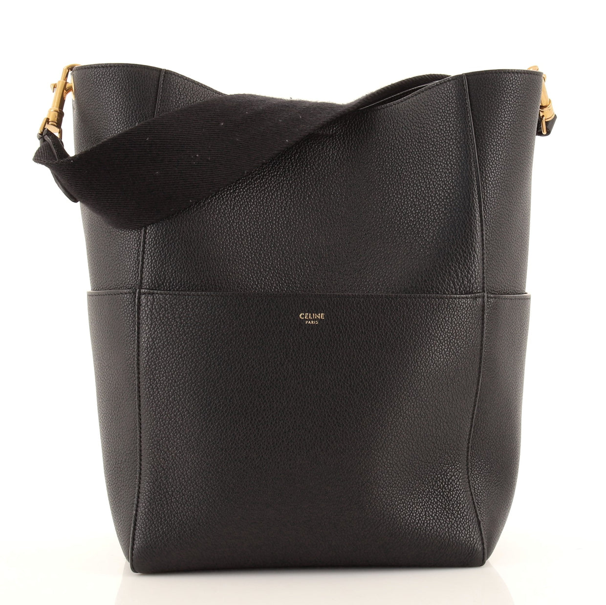 Celine Sangle Seau Bag Calfskin Large Black 8455939