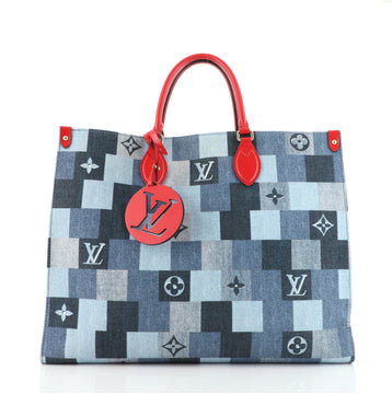 Louis Vuitton OnTheGo Tote Damier and Monogram Patchwork Denim GM
