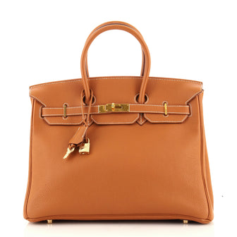Hermes Birkin Handbag Brown Togo with Gold Hardware 35