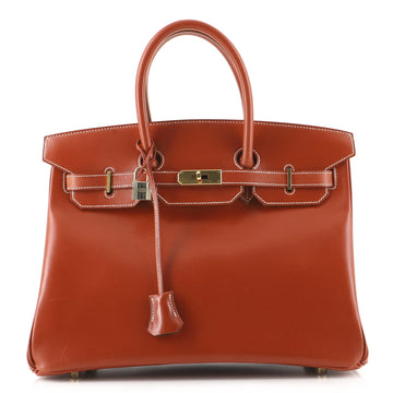 Hermes Birkin Handbag Brown Box Calf with Gold Hardware 35