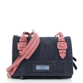 Prada Etiquette Shoulder Bag Denim with Leather Small