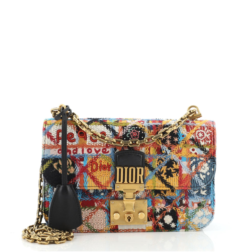 Christian Dior Peace and Love Dioraddict Flap Bag Embroidered and Beaded  Leather Small Multicolor 8456255