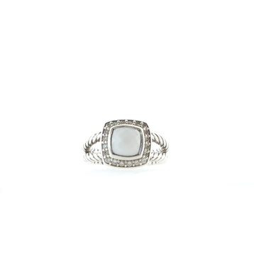 David Yurman Albion Ring Sterling Silver with Mother of Pearl and Diamonds Small