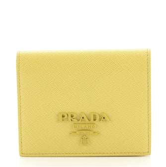 Prada Monochrome Compact Flap Wallet Saffiano Leather