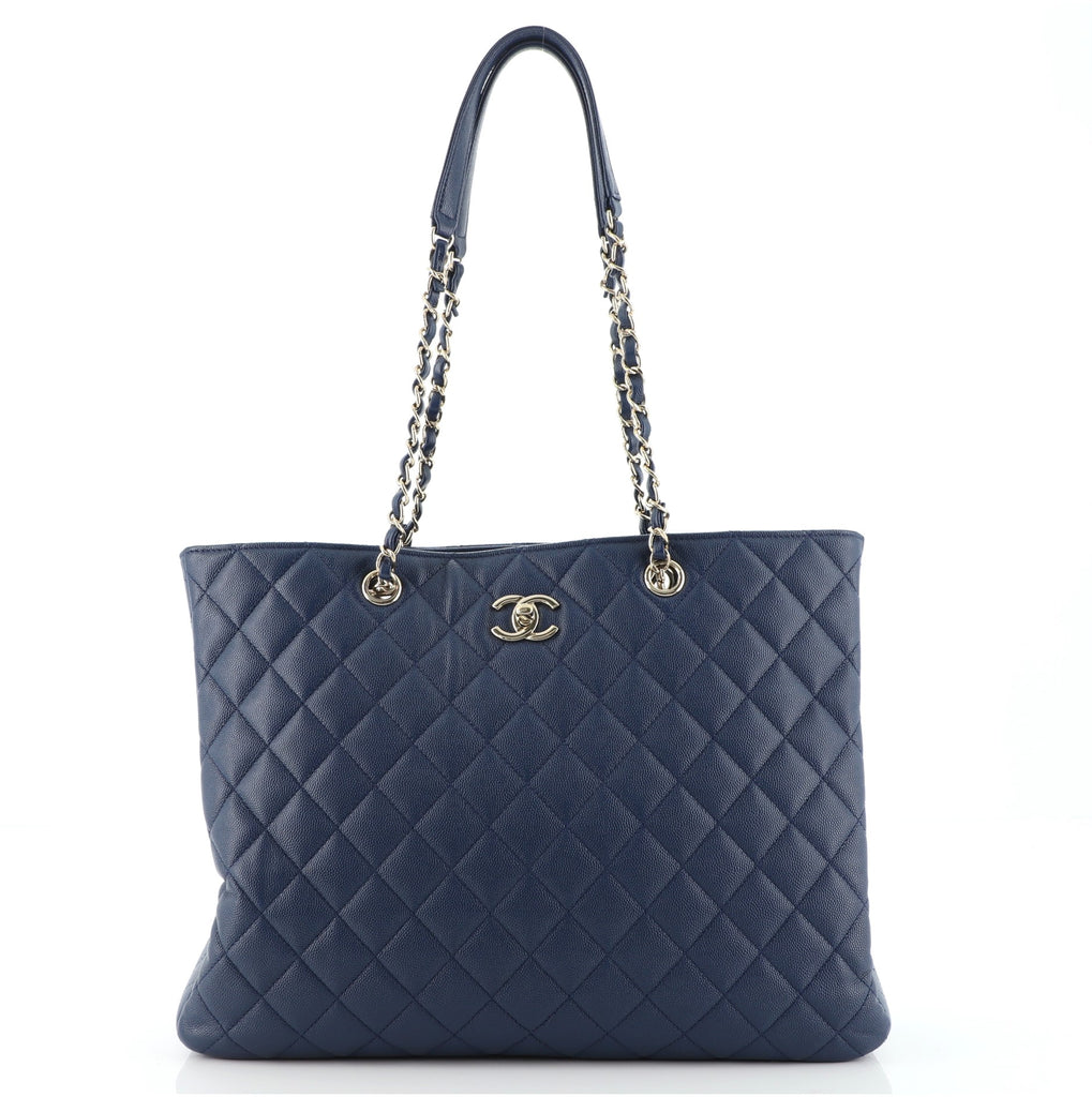 Chanel Classic CC Shopping Tote Quilted Caviar Large Blue 2194141